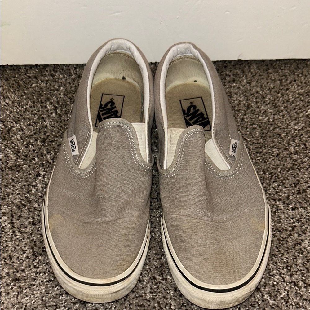Vans Slip-On Sneakers in Taupe Canvas and White